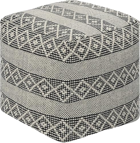 Miniatura 22 de COTTON CRAFT Puf Dhurrie tejido a mano a rayas, taburete otomano, puf otomano – Dormitorio dormitorio decoración del hogar – Puf bohemio moderno