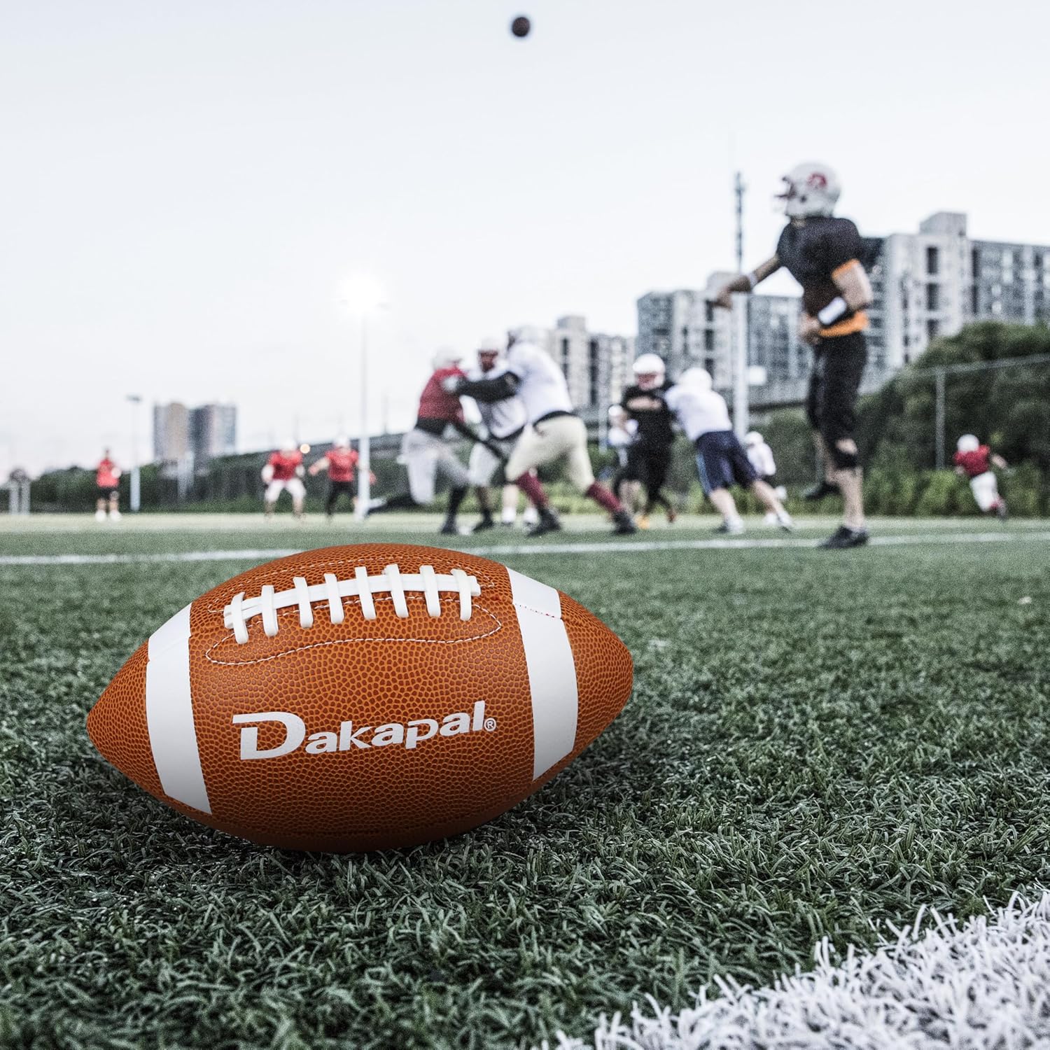 Dakapal 6 Pack Football Size 6 Junior Sized Ball with Textured Grip for Kids Youth Practice, Match and Scrimmage Play Indoors & Outdoors All Weather Use with Pump