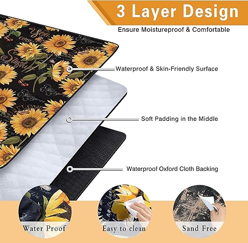 Miniatura 115 de Manta de picnic extra grande impermeable plegable (80 x 80 pulgadas), manta de playa impermeable a prueba de arena, 3 capas para el aire libre