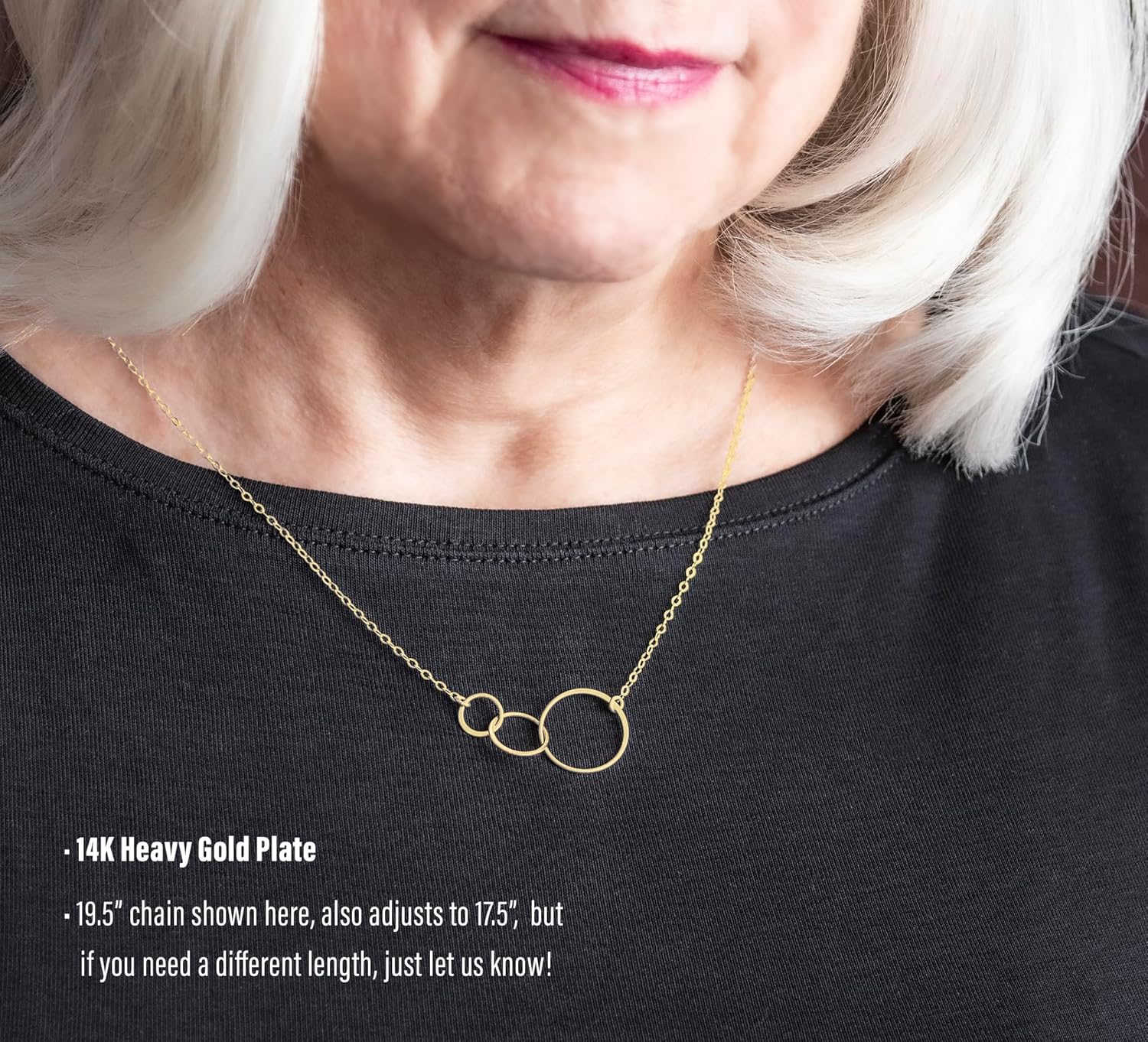 EFYTAL 30th Birthday Gifts for Her, Sterling Silver or Gold Plated 3 Circles Necklace, 30 Year Old Happy Birthday Gift for Women, 30th Best Friend Birthday Gifts for Women, 30th Birthday Decorations - Image 2