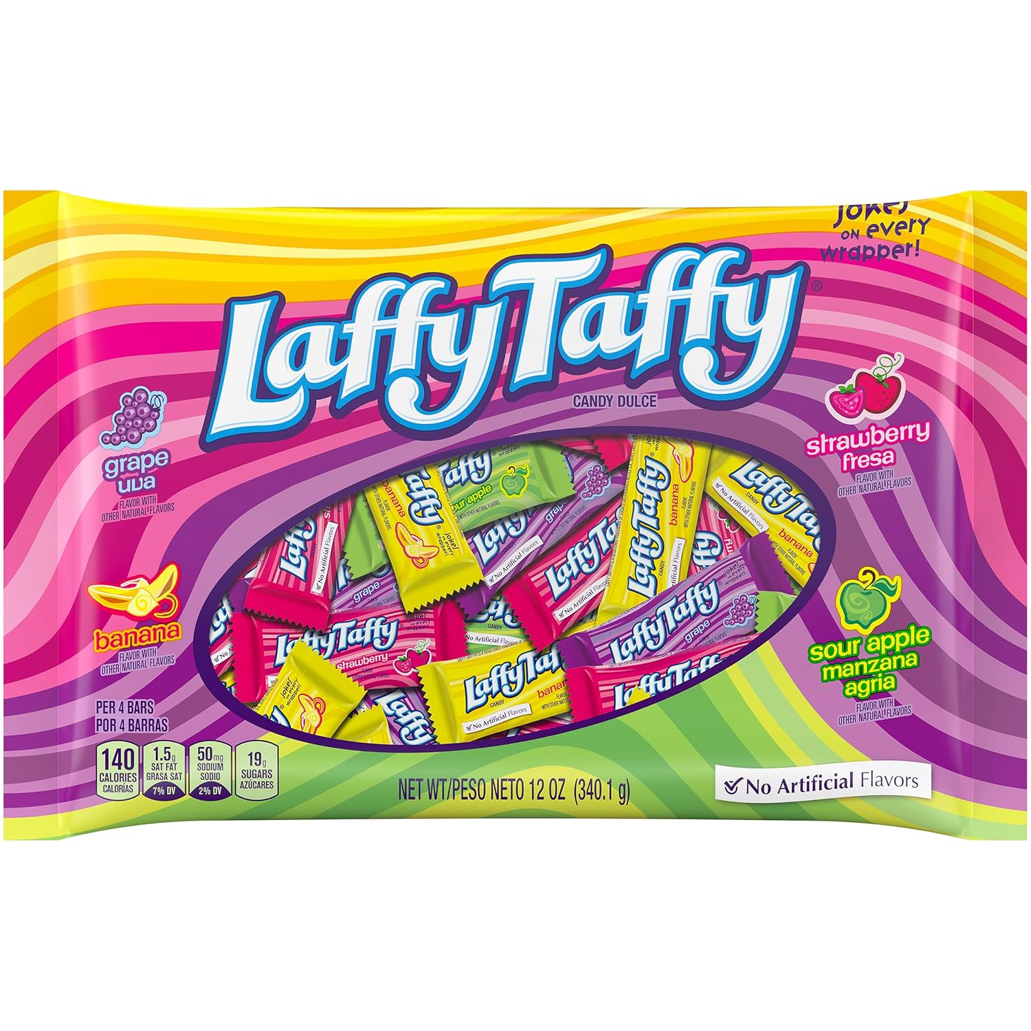 Laffy Taffy Assorted Mini Bars, 12 Ounce Bag Taffy Candy