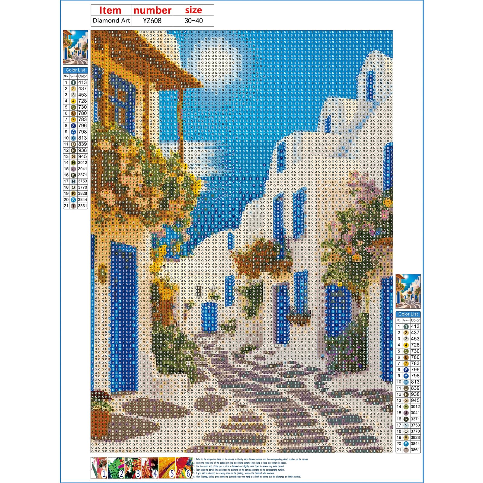 DPHERO DIY Diamant Painting Santorin – 5D Blumen & Ägäisches Meer Motiv, 30x40 Cm Set Für Erwachsene