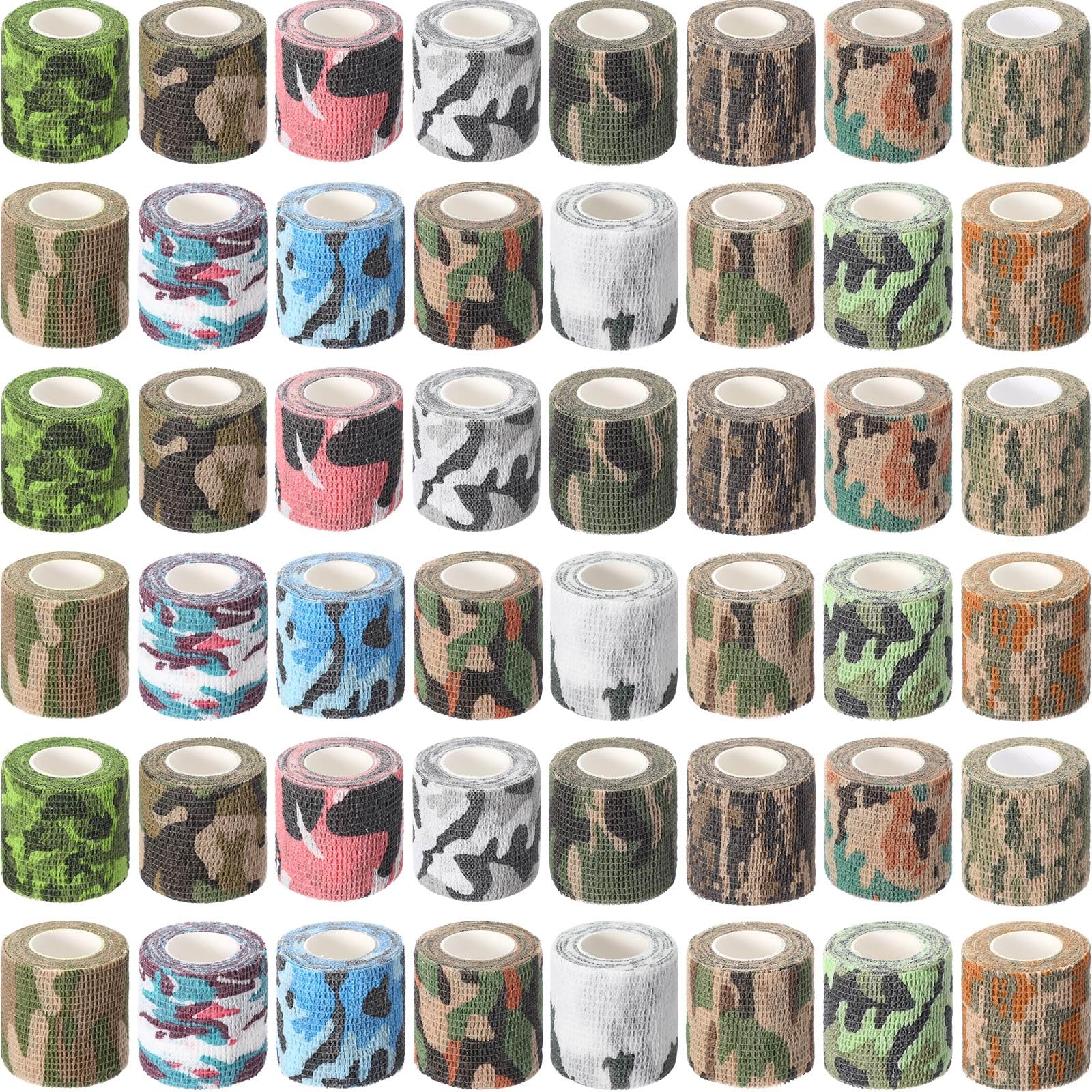 Treela 48 Pack Self Adhesive Wrap Bandage Bulk, 2 Inches x 5 Yards Self Adherent Cohesive Bandage Elastic Athletic Tape Breathable Wound Tape for