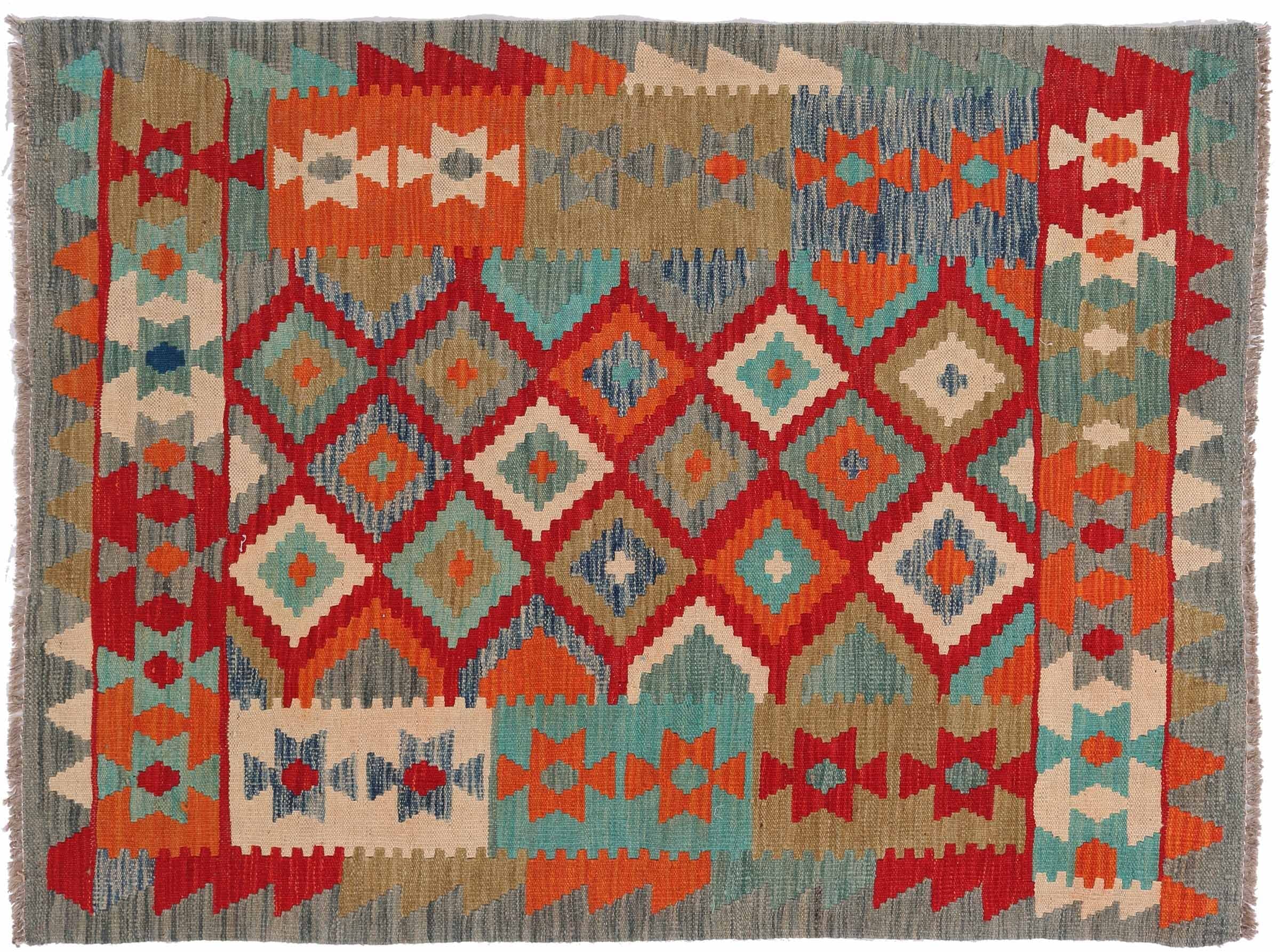 Tapis Afghan Maimana fait main 100x150, kilim géométrique pour sol froid