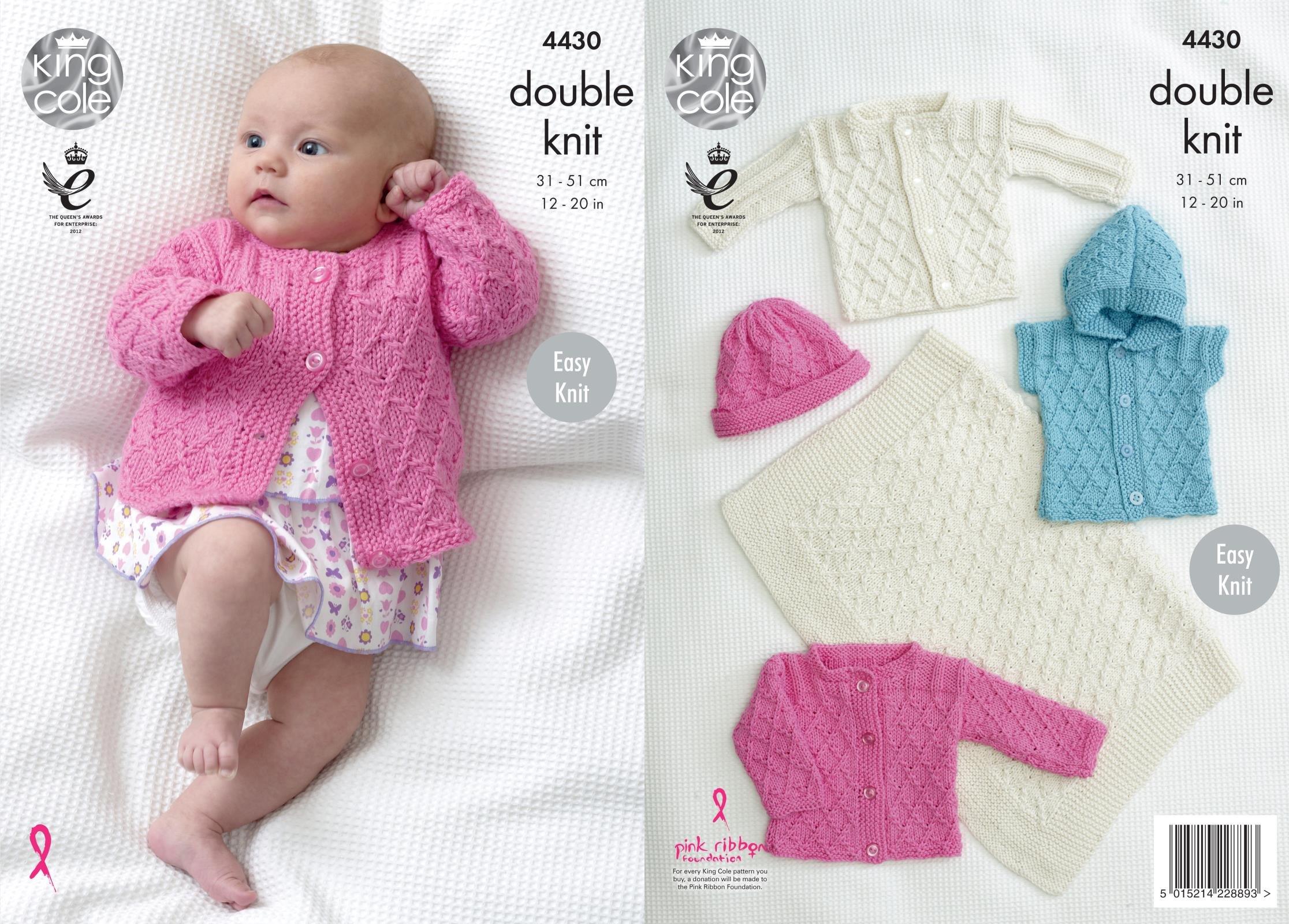 Baby Blanket Jackets & Hat Double Knitting Pattern King Cole Cottonsoft DK 4430