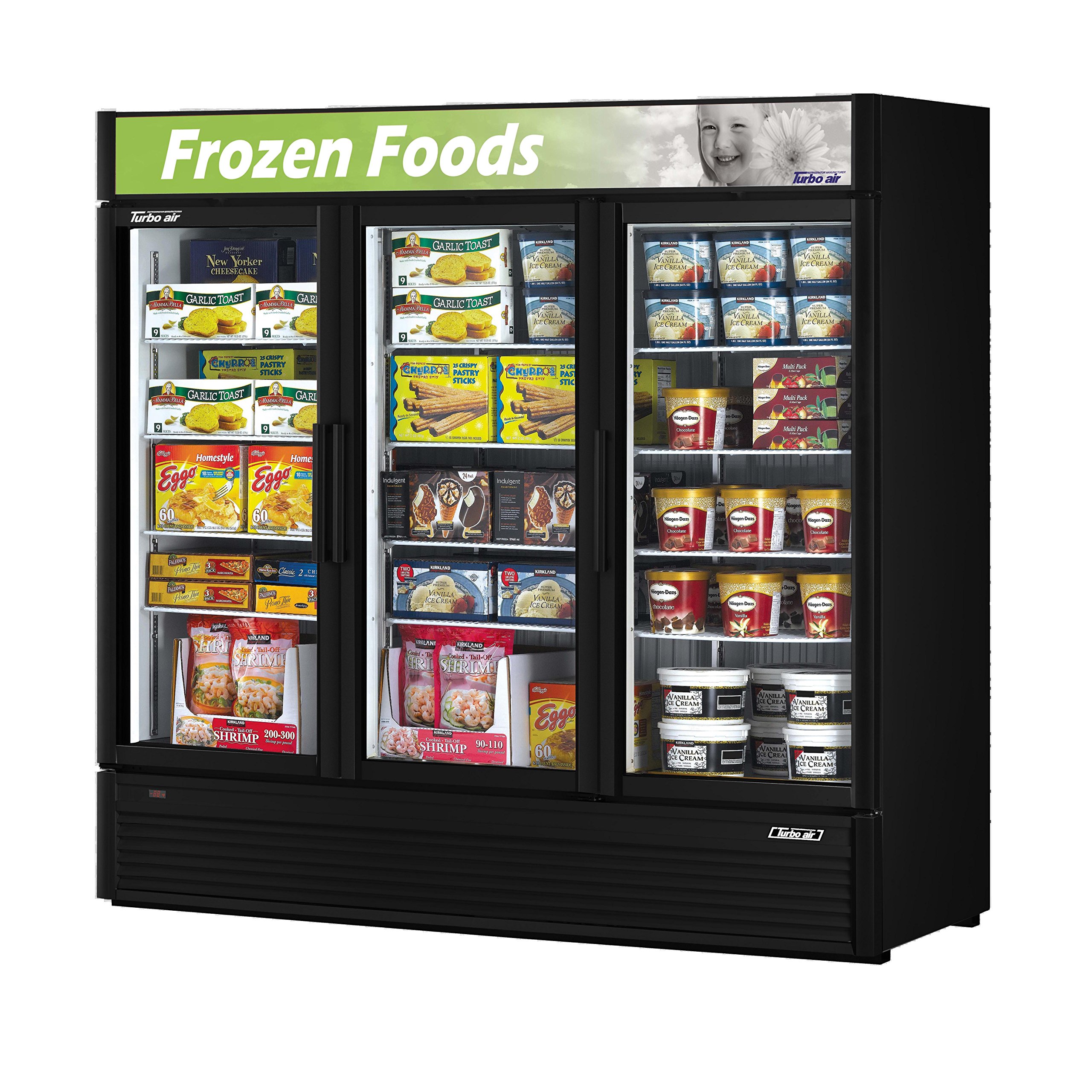 Turbo Air TGF-72SD Black Super Deluxe Three Door Merchandiser Freezer - 71.3 Cu. Ft.