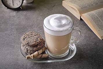 DESTALYA 2 mug | Coffee, Hot Chocolate Cup | Hot and Cold Beverage Cup | Gift Glass Cup Set with Biscuit Serving Plate