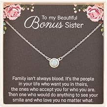 RareLove Sister in Law Christmas Gifts,Gifts for Sister in Law,To My Bonus Sister 925 Sterling Silver White Opal Necklace for Unbiological Sister Gift,Wedding,Thank You,Bridesmaid,Bridal Shower Gift