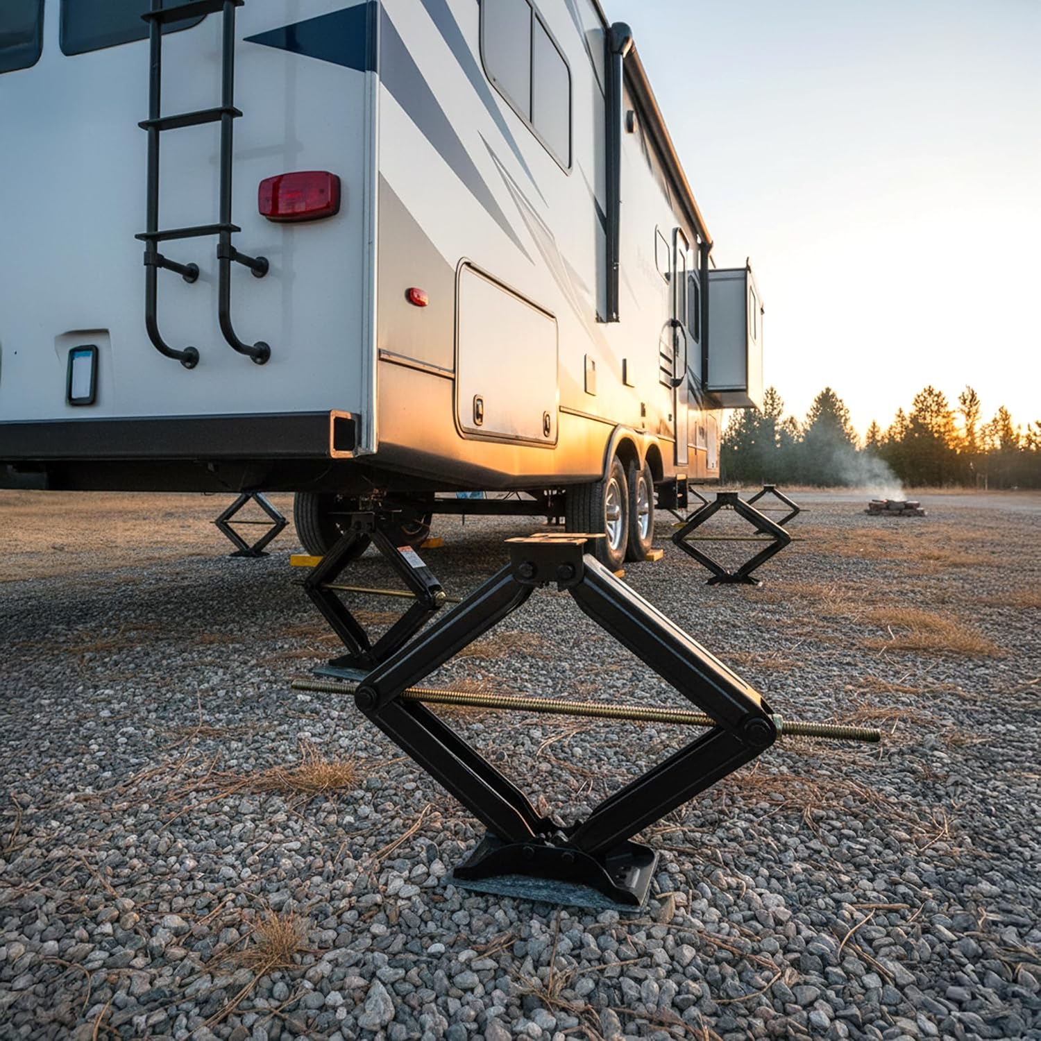Bastion Distribution RV Trailer Camper Stabilizer Leveling Scissor Jacks with Handle 30" 5000lbs Set of 4