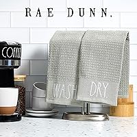 Vista 2 de Rae Dunn Toallas de mano, toalla de mano decorativa bordada para cocina y baño, 100% algodón, salvia, lavar/secar, 16 x 26 pulgadas