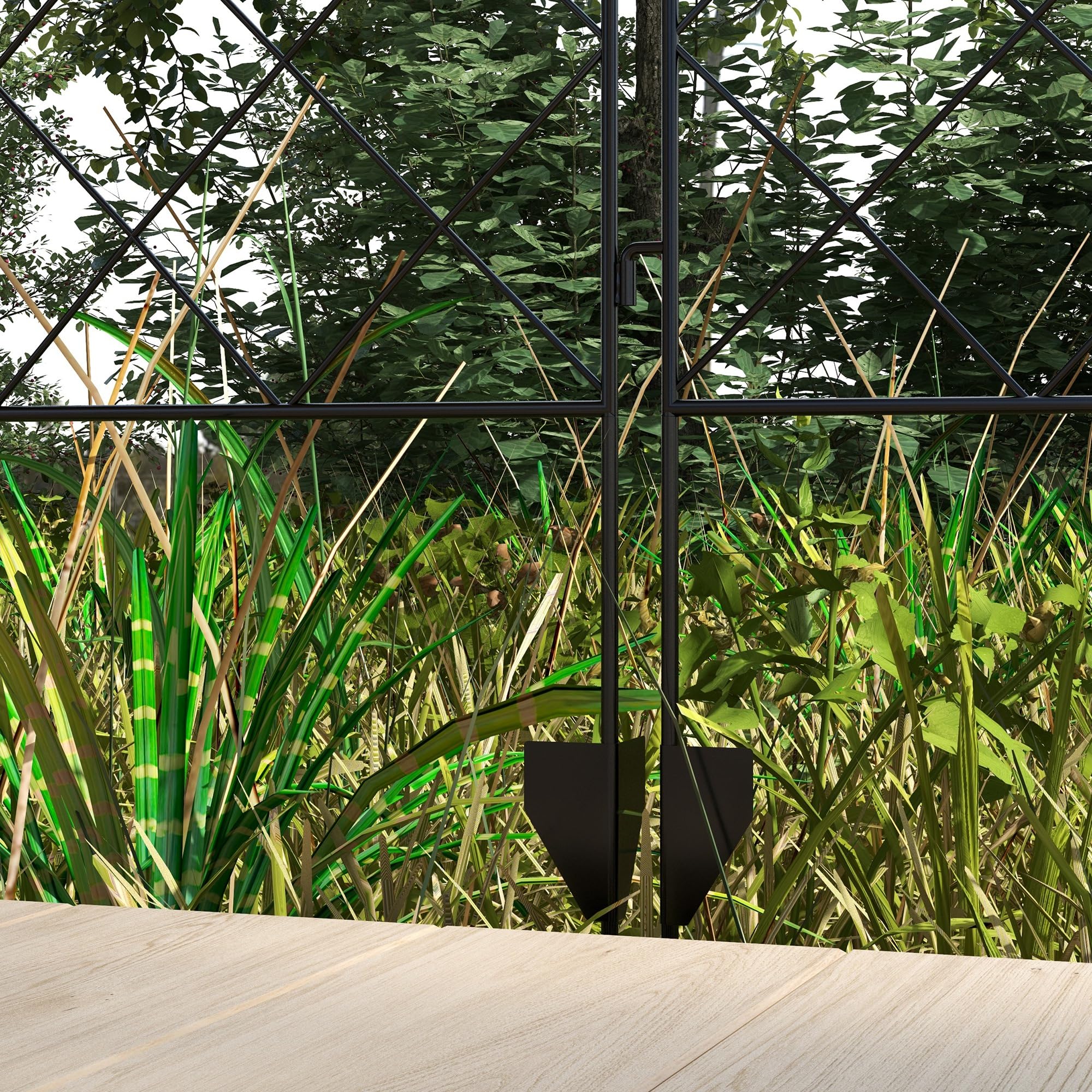 Outsunny Lot de 7 Clôtures de Jardin Décoratives Métal 344L x 110H cm Noir | avec Ornements, Clôture Jardin Extérieur