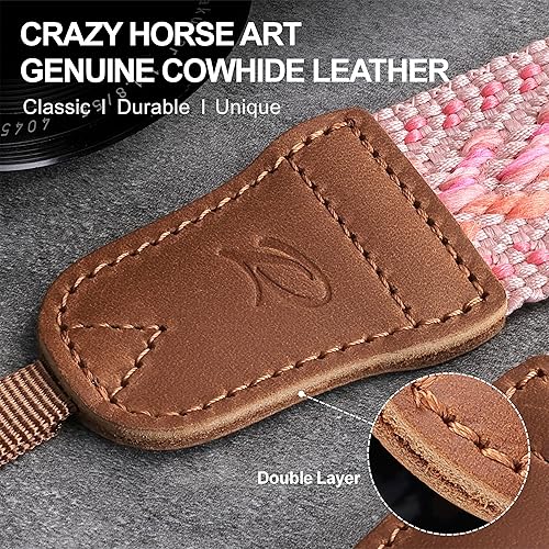 Miniatura 40 de Padwa Lifestyle Correa de cámara a rayas, de 1.5 pulgadas, suave tejido de cuerda de algodón, correa de hombro para fotógrafos y todas las cámaras