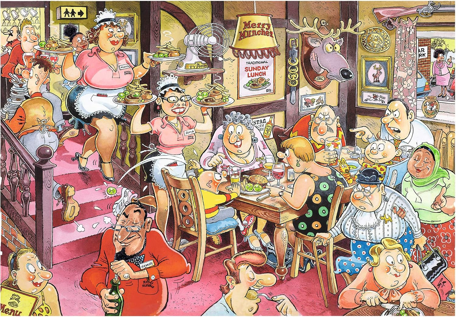 Jumbo, Wasgij, Retro Mystery 5 - Sunday Lunch!, Unique Jigsaw Puzzles for Adults, 1,000 Piece