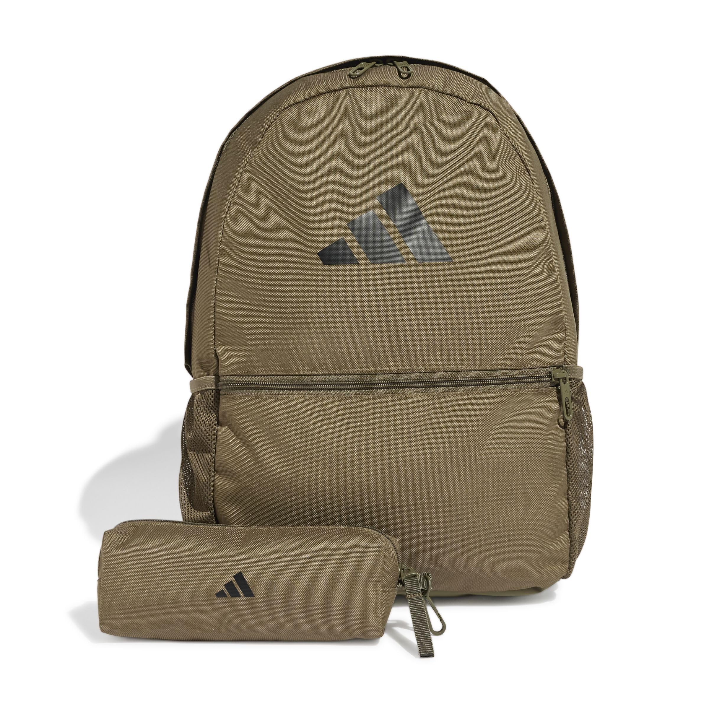 adidas Unisex Pencil Case Backpack, olive strata/black, One size