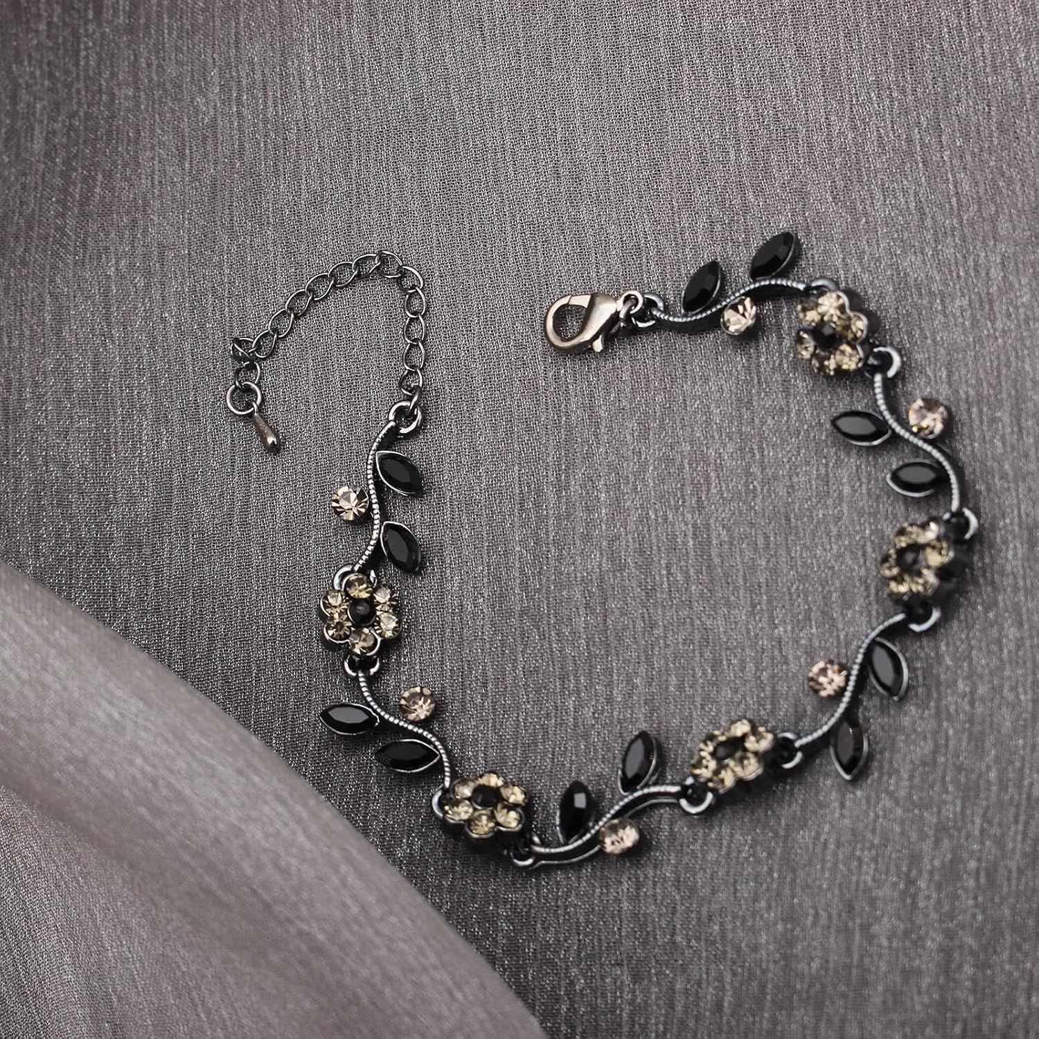 Elegant Wedding Austrian Crystal Flower Choker Necklace Dangle Earrings Bracelet Jewelry Set for Women Prom Party Bridal - Image 5