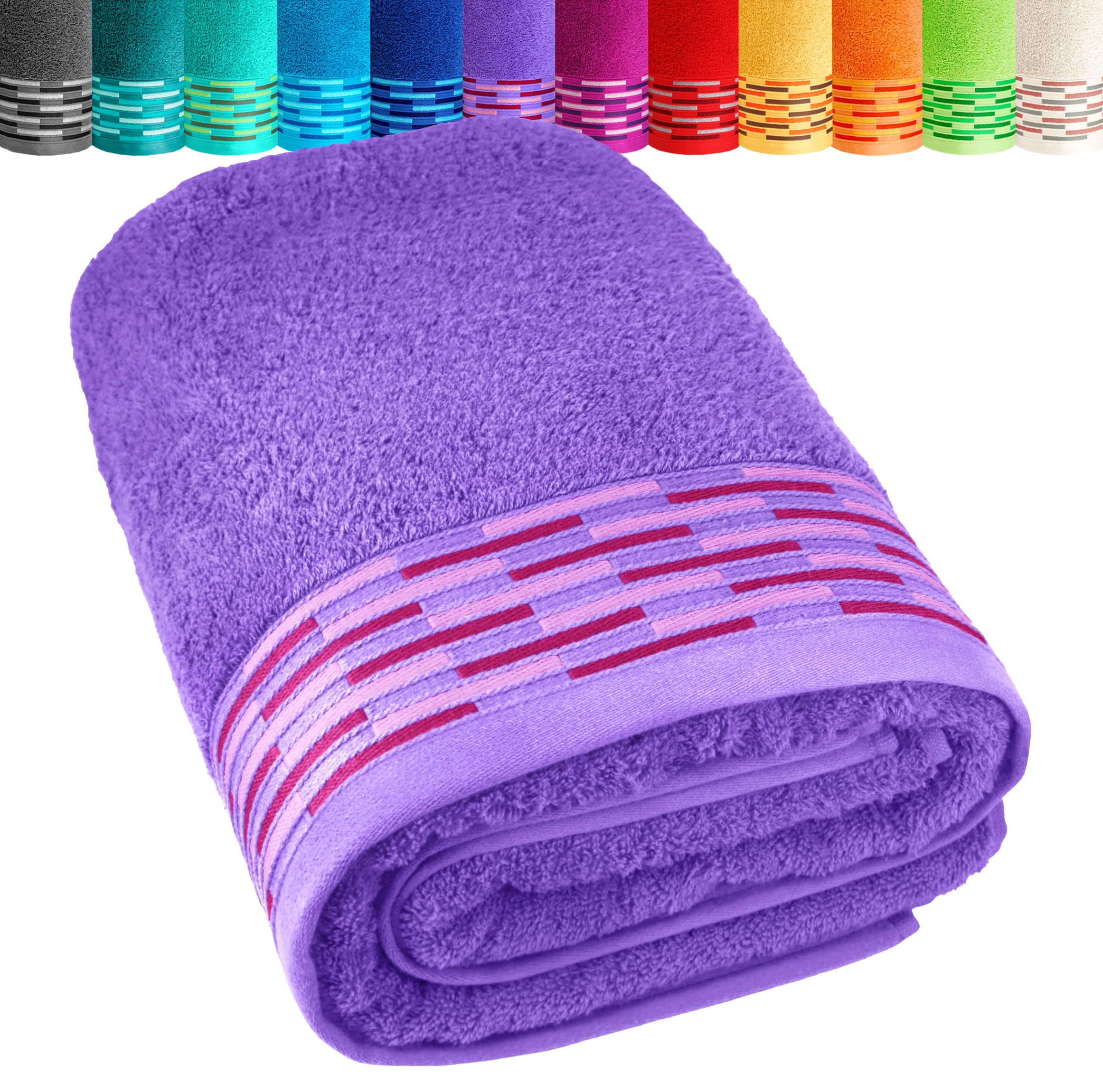 Toalla de playa Lashuma 100x200 cm de algodón morado lavanda para ducha