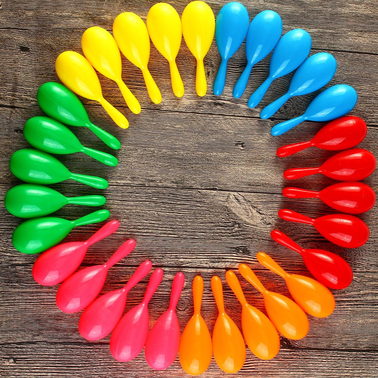 Resinta 30 Pieces Neon Maracas Shakers Mini Noisemaker Bulk Colorful Noise Maker with Drawstring Bag for Mexican Fiesta Party Favors Classroom Musical Instrument, 4 Inch, 6 Color : Toys & Games