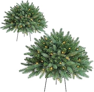 Christmas Planter Filler Tree Outdoor Prelit 2 Pack, 24