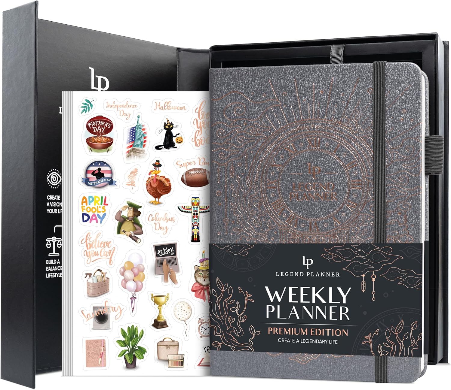Legend Weekly Planner Premium – Undated Weekly, Monthly & Budget Planner – Life Organizer for Time Management & Productivity, A5 (Mystic Grey, New Cover)