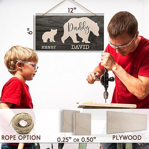 Miniatura 5 de Letreros personalizados de madera para el Día del Padre, con nombres, 6 diseños, 5 colores de madera, placa de madera de pesca personalizada,