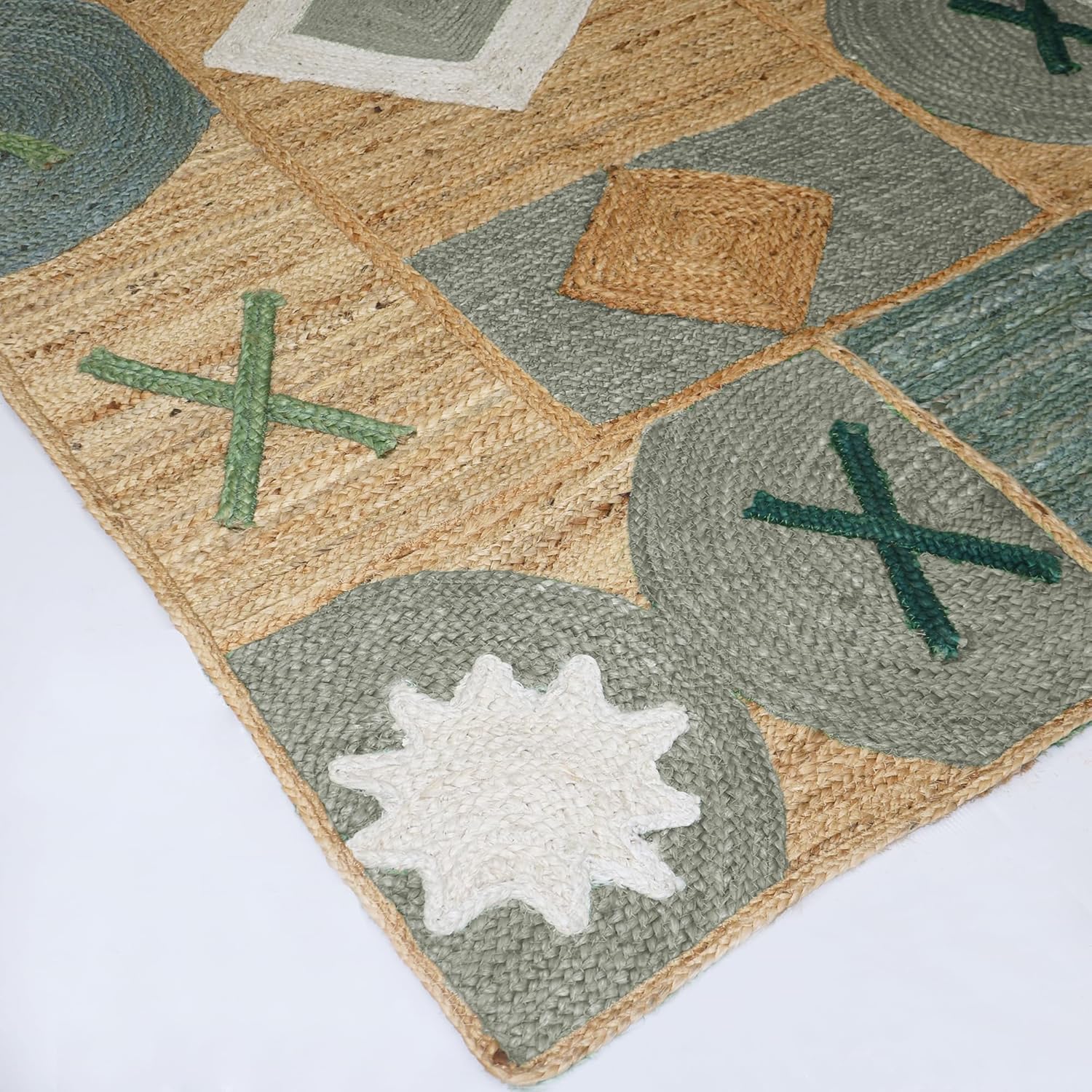 Jute Kilim Area Rug Hand Braided Jute Geometric Pattern Rugs 12x15 Ft Gray Natural Fiber Boho Rug Ideal for Living Room Bedroom Dining Room Farmhouse Over Size & Home Décor
