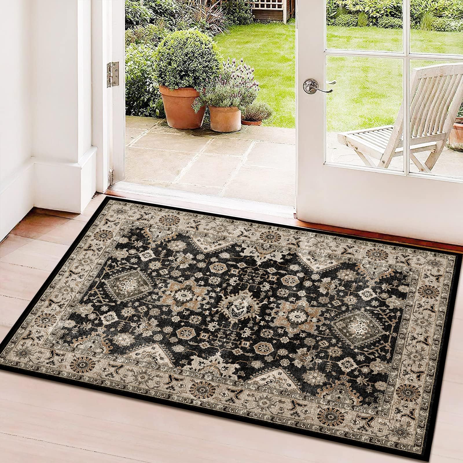 TOPRUUG Washable Runner Rug 2x3 Entryway Rug Door Mat Non Slip Runner Rugs with Rubber Backing Soft Kitchen Farmhouse Distressed Carpet for Living Room Bedroom Bathroom