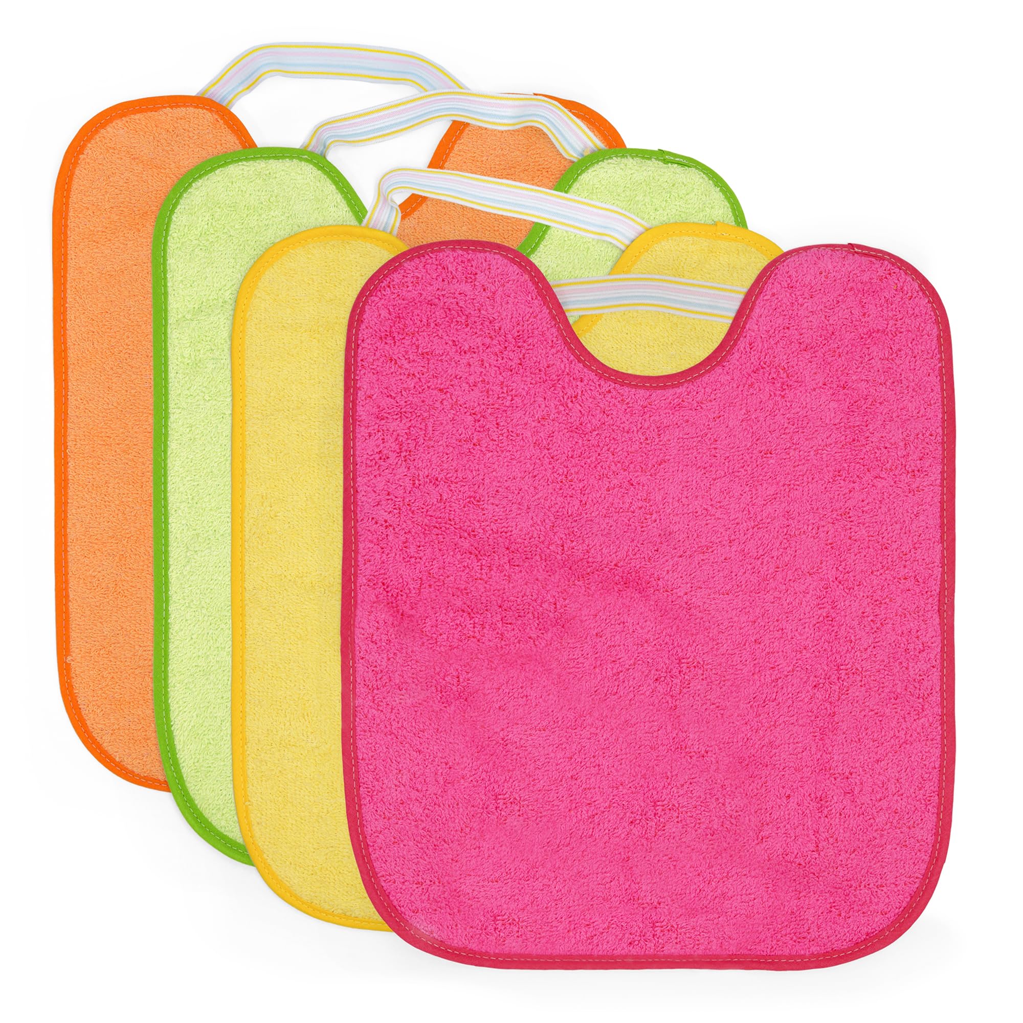 Ti TIN | 4er Pack wasserdichte Baby-Lätzchen mit Gummiverschluss 90% Baumwolle 10% Polyester mit Vinyl-Futter | 4er Pack Lätzchen für Babys ab 1 Jahr | 32x36 cm