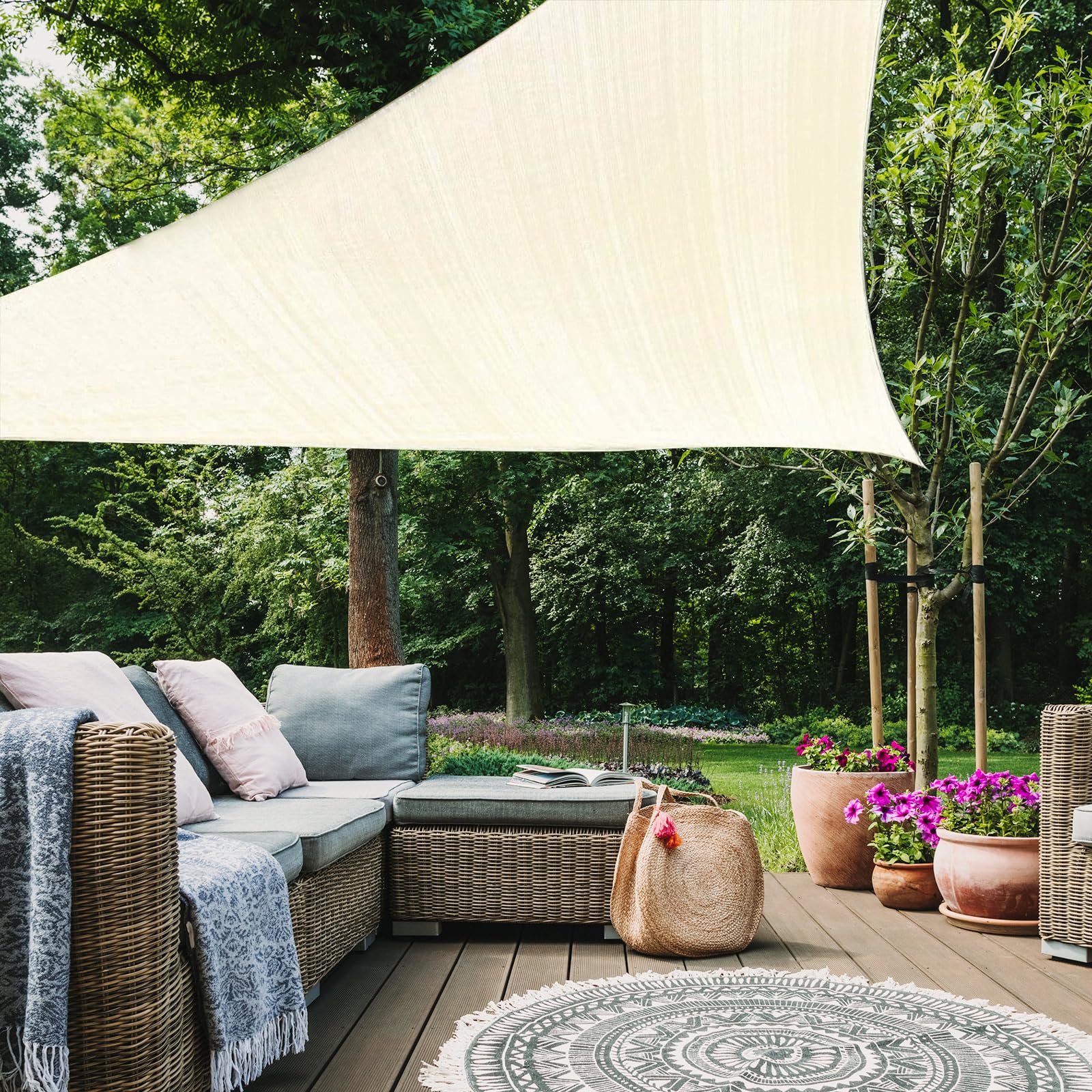 Colegence 12'x12'x12' Triangle Sun Shade Sail, Permeable Shade Sails HDPE UV Block Sunshade Outdoor Patio Canopy Sun Cover for Backyard, Garden, Porch