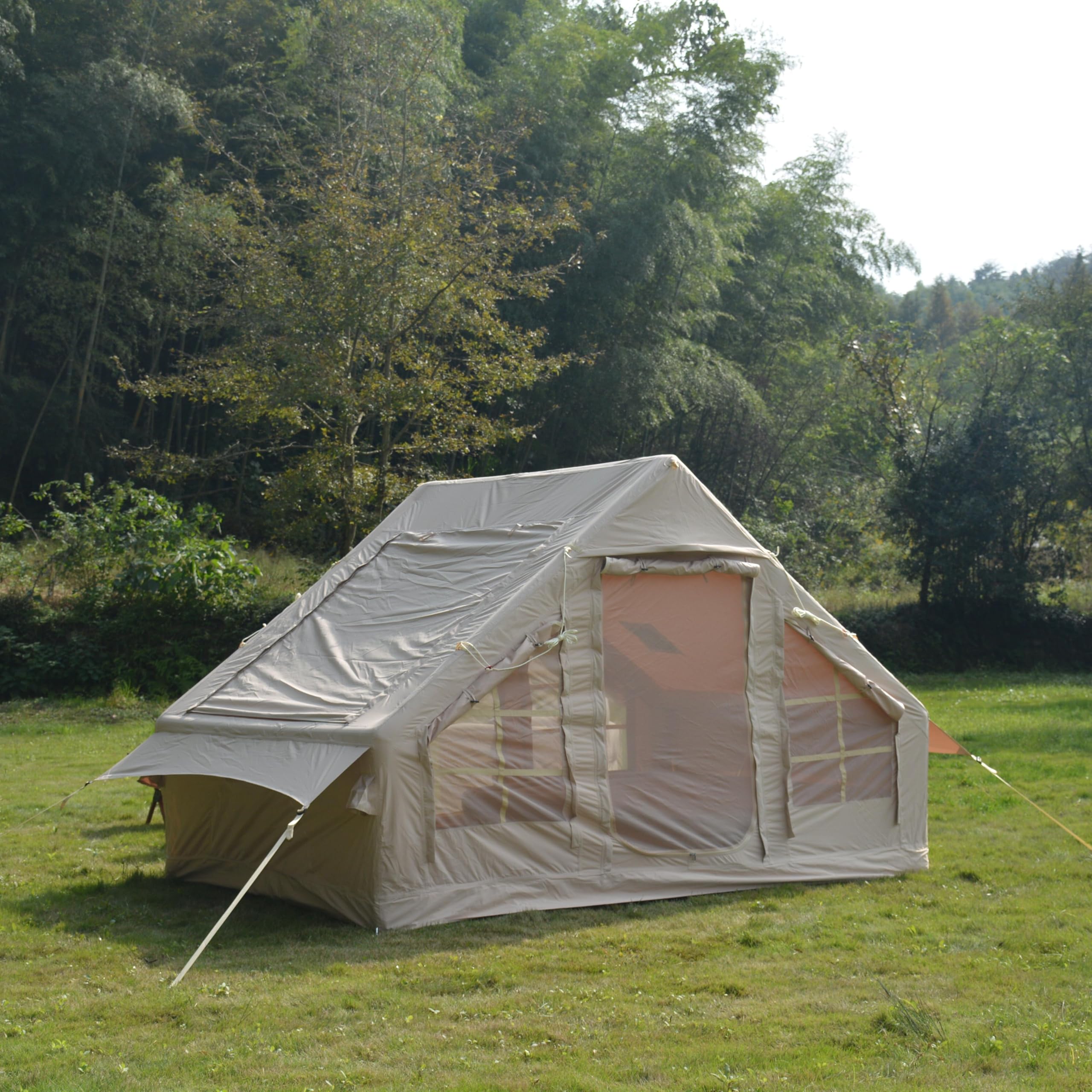 Gegtuon Zelt 4 Personen, Aufblasbares Zelt, Zelte mit Dachfenster Fliegengitter und Luftpumpe für Camping, Zelte Wasserdicht Familienzelt mit
