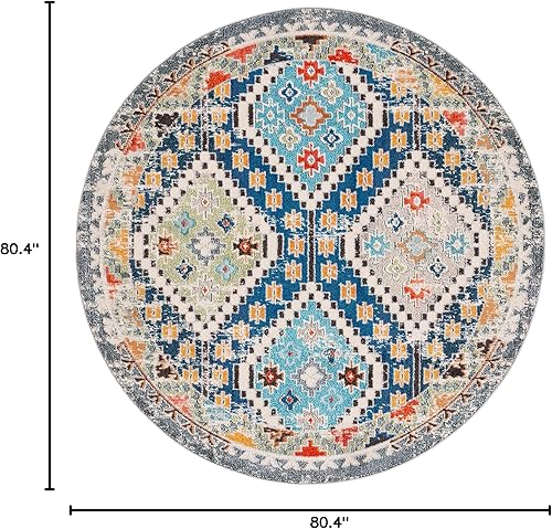 Vista 229 de Safavieh Madison Collection MAD418F - Alfombra de área con diamantes, Polipropileno, Azul Oscuro/Amarillo