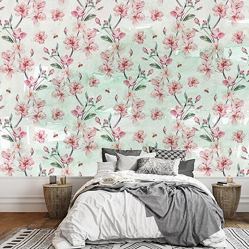 Vista 71 de Wall26 - Papel tapiz en color cobre con estampado de "Almendro en flor" de Vincent Van Gogh Verde azulado "Flor de almendra