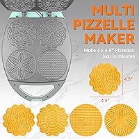 Vista 2 de Baker's Friend Multi Pizzelle Maker Eléctrico, plancha Stroopwafel, máquina para hacer galletas waffle Pizzelle de 4 x 4.5 pulgadas con control