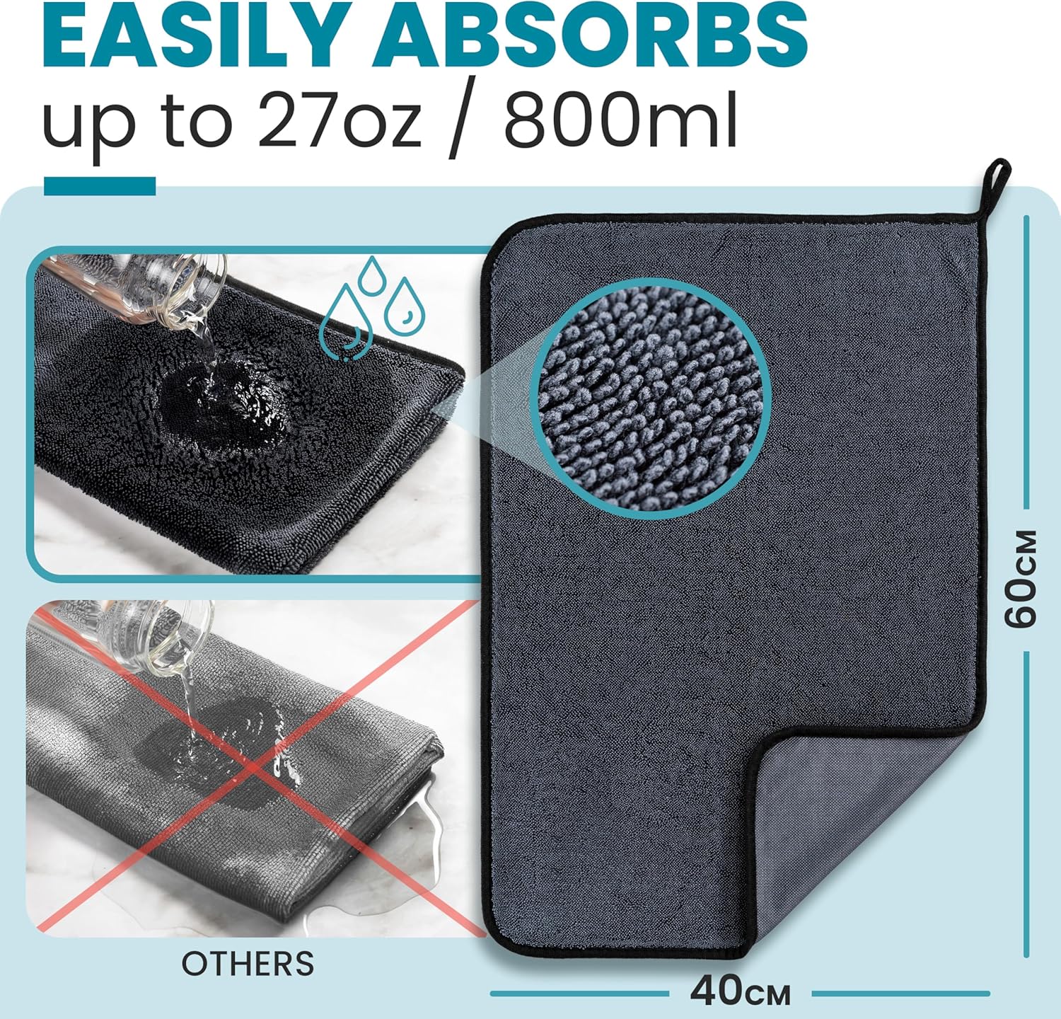 Shiny Wipes XL Drying Towel, The Original, Ultra Absorbent Twisted-Loop Design, Streak-Free Drying Towel, Shiny Wipes Shower Cleaning Cloths (4 Towel) - Image 5