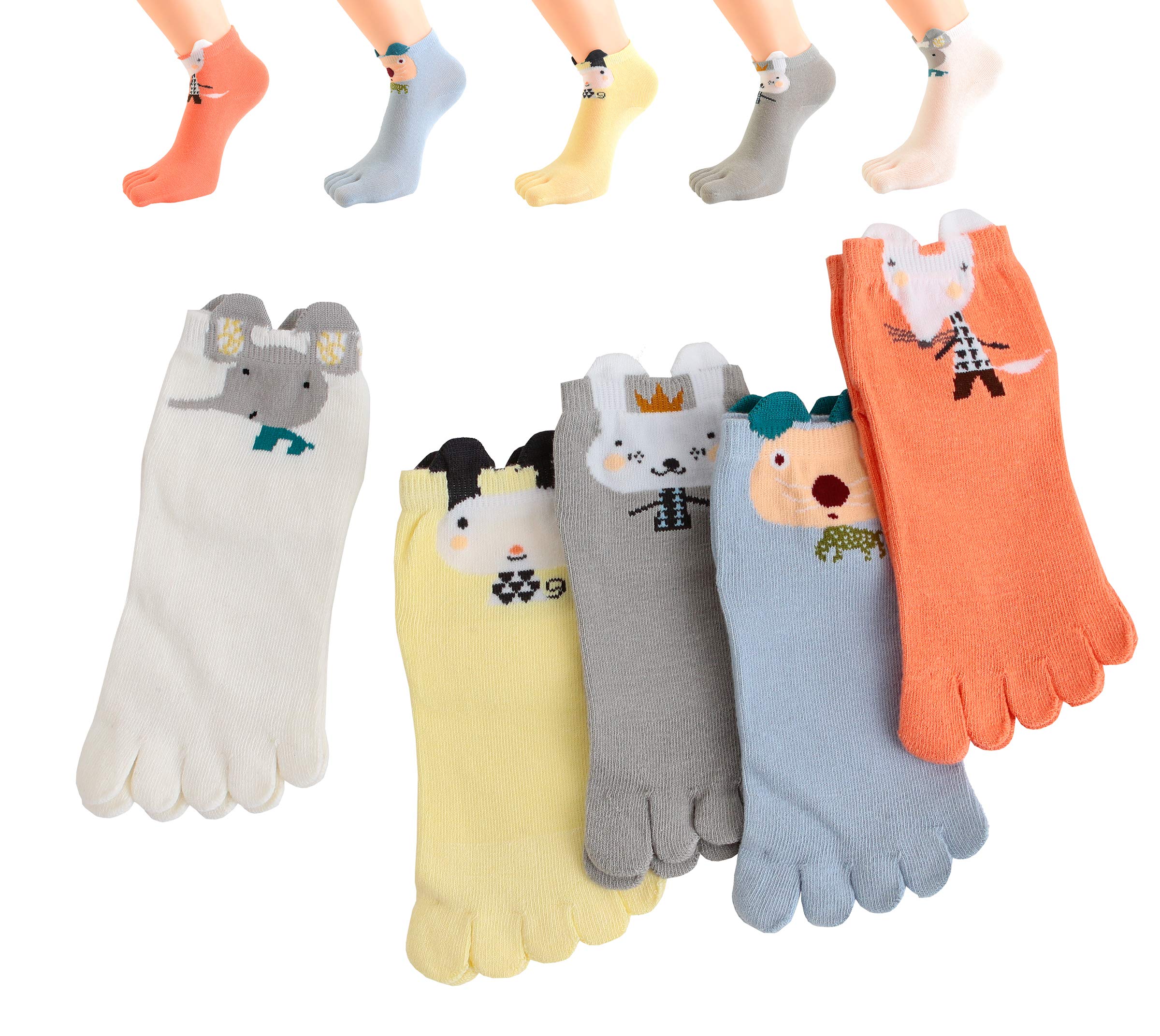 TESOONPanda Pattern Cotton Toe Socks Kids-Children 3-12 Years, 5pairs