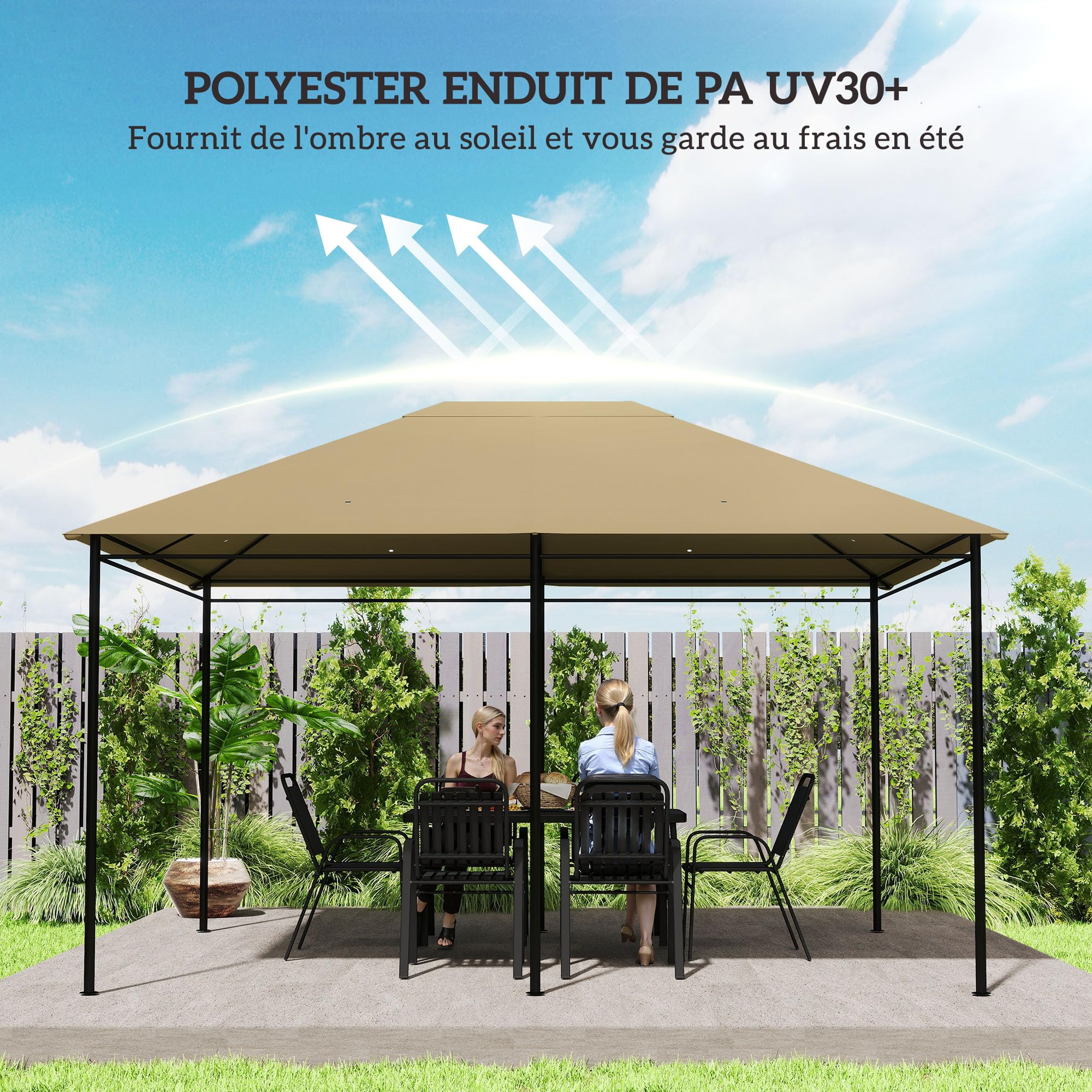 Outsunny Płótno zastępcze do altanki namiot dachowy altanka ogrodowa tkanina poliestrowa o wysokiej gęstości 180 g/m² anty-UV 3 x 4 m