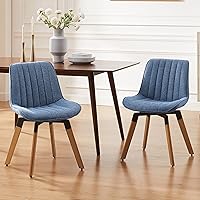 Vista 1 de Art Leon Swivel Dining Chairs Set of 2, Mid Century Modern Kitchen Dining Room Chairs, Upholstered Fabric Armless Side Chair with Wood Legs for