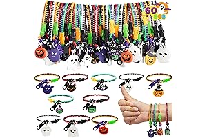Halloween Zipper Bracelets Bulk Set - 60PCS Friendship Zipper Wristbands for Kids
