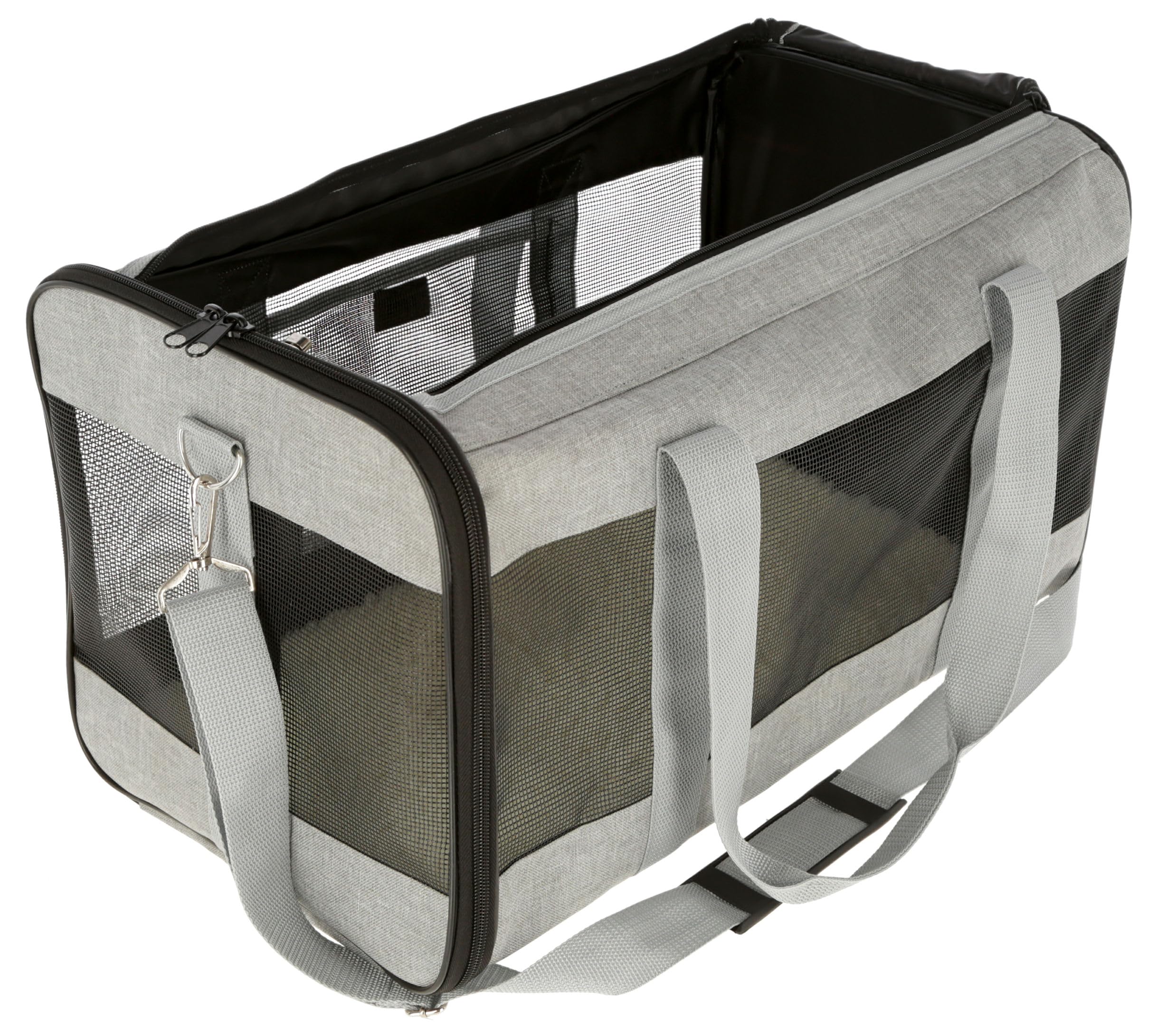 Kerbl Pet Bolsa de Transporte Casual, Bolsa para Perros, Gris, 41x28x29 cm, poliéster, para Perros pequeños, Funda Lavable, Insertos de Malla antiarañazos | Gris, 41 × 28 × 29 cm, poliéster, con funda lavable e inserciones de malla resistente a los arañaz