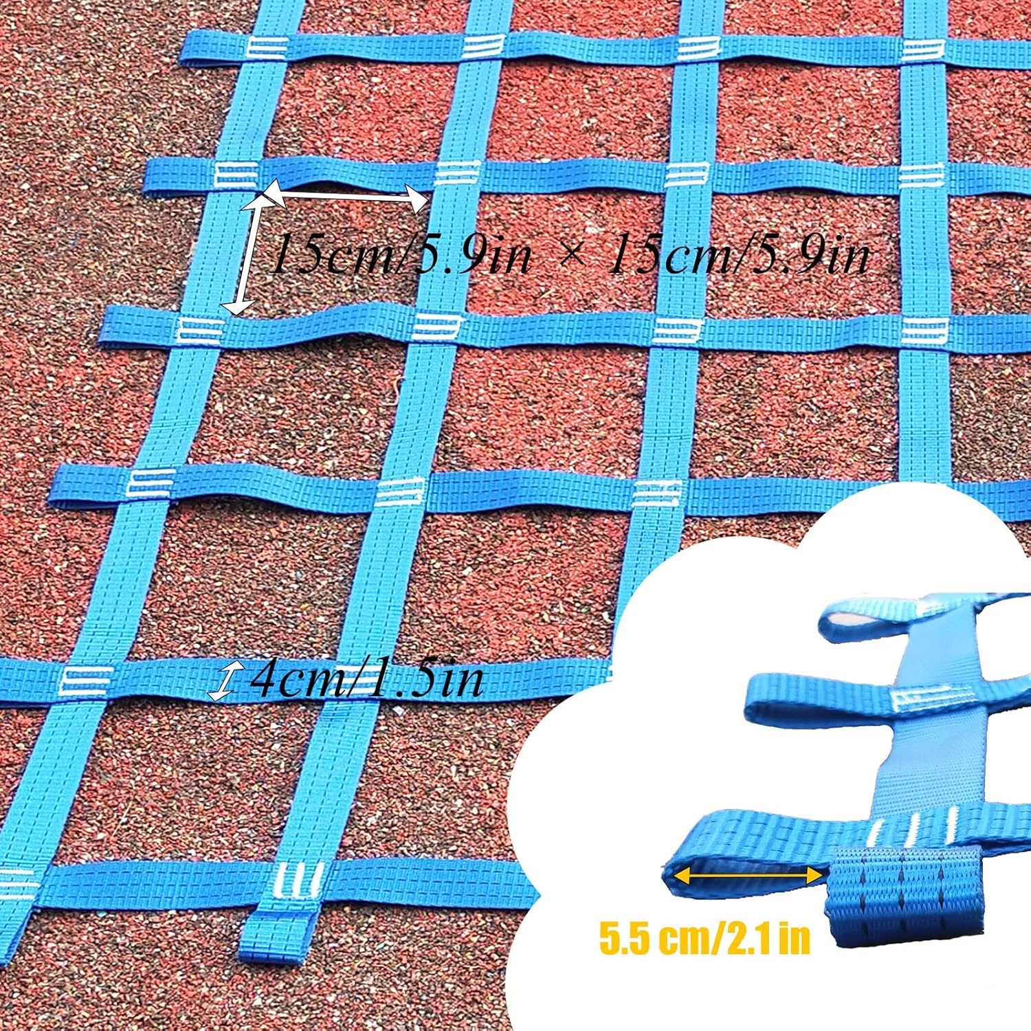 Climbing Cargo Net,Outdoor Playground Ladder Netting Safety Obstacle Net for Kids Backyard Ninja Warrior Obstacle Course Jungle Gym Webbing Net Play Sets for Treehouse,for Backyard,Blue