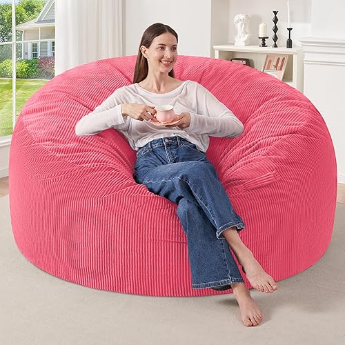 Miniatura 7 de HABUTWAY Silla Puf de 4 Pies, Sillas Puf Gigantes para Adultos, Sillas Puf Grandes con Relleno de Espuma Viscoelástica, Sillas Puf Grandes con Funda