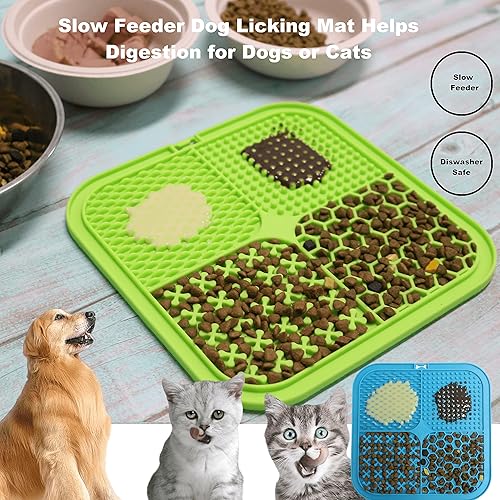 Miniatura 6 de Alfombrillas para lamer para perros y gatos con ventosas para aliviar la ansiedad, 2 alfombrillas para alimentos para gatos, comedero lento,