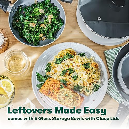 Miniatura 5 de BELLA Juego de utensilios de cocina, ollas y sartenes con utensilios, superficie de cocción antiadherente sin PFOA resistente a los arañazos