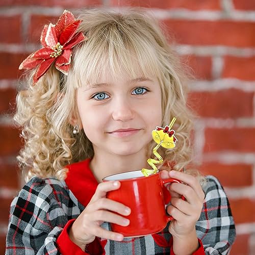 Miniatura 2 de uoyoi Regalos de fiesta de Navidad, 24 popotes temáticos de Navidad, campanas de árbol de Navidad, caja de regalo de jengibre, alce de muñeco de