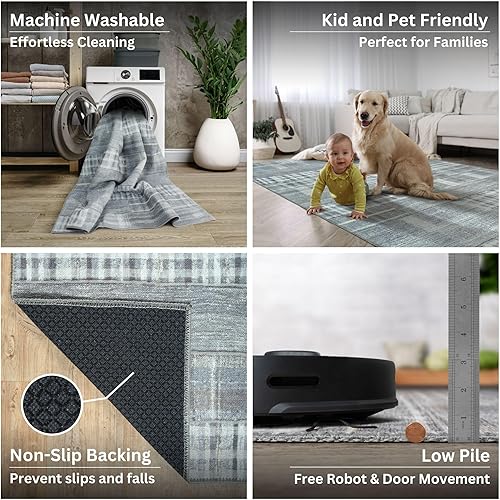 Miniatura 10 de Bloom Rugs Alfombra tradicional marroquí lavable antideslizante de 2.5 x 7 pies  Color marfilgris para entrada, pasillo, baño y cocina  Tamaño