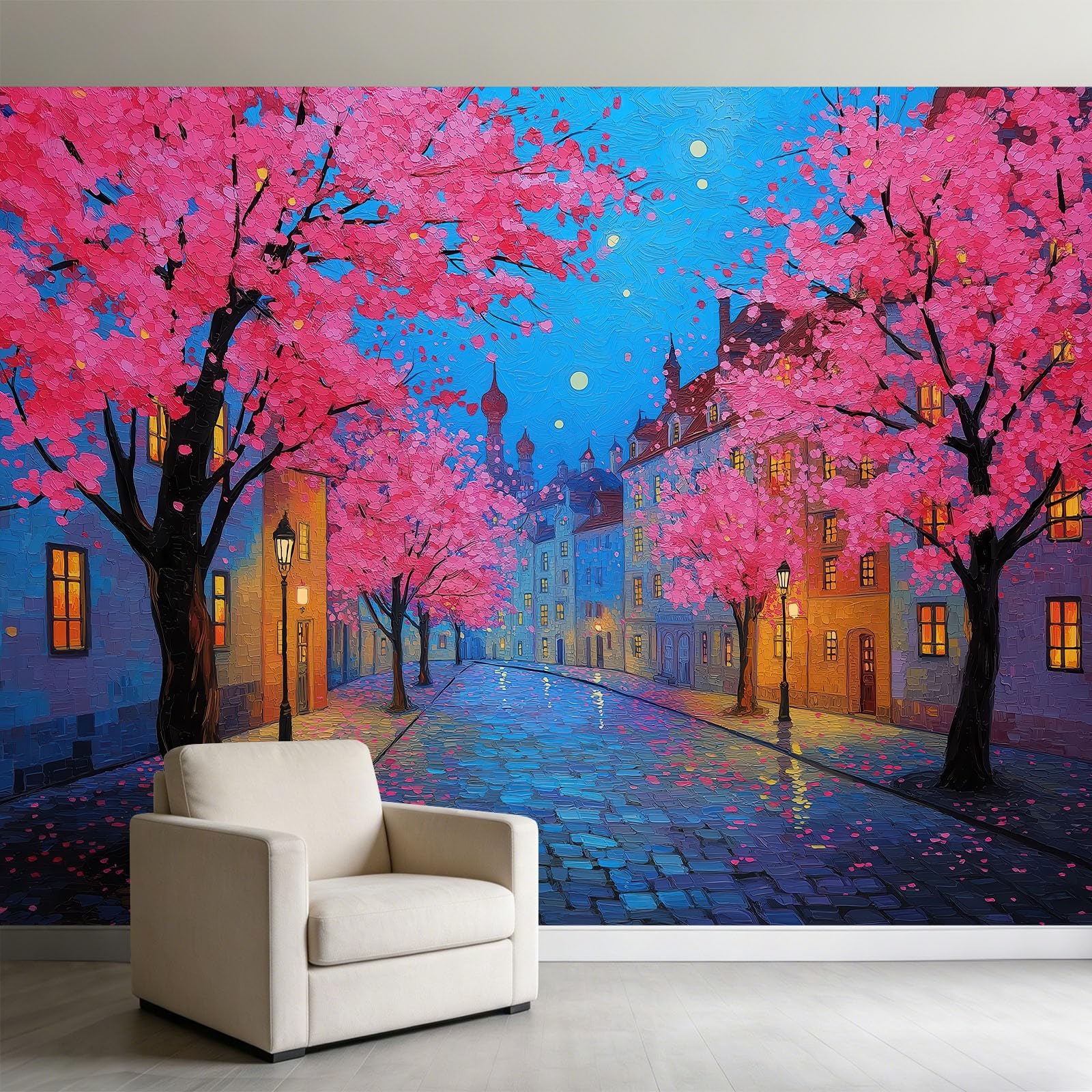 Papier peint intissé peinture huile romantique 350x256 cm de qualité premium