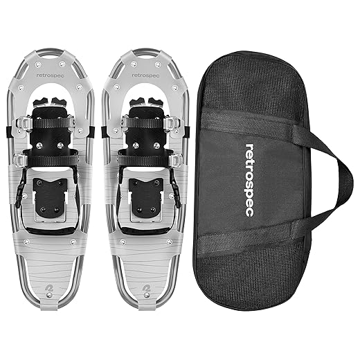 Retrospec Drifter Snowshoe for Men & Women - Aluminum Frames & a Double-Rachet Binding System - Lightweight All Terrain Snow Shoes with Heel Lifters & Pivot System - 30" Winter Mint