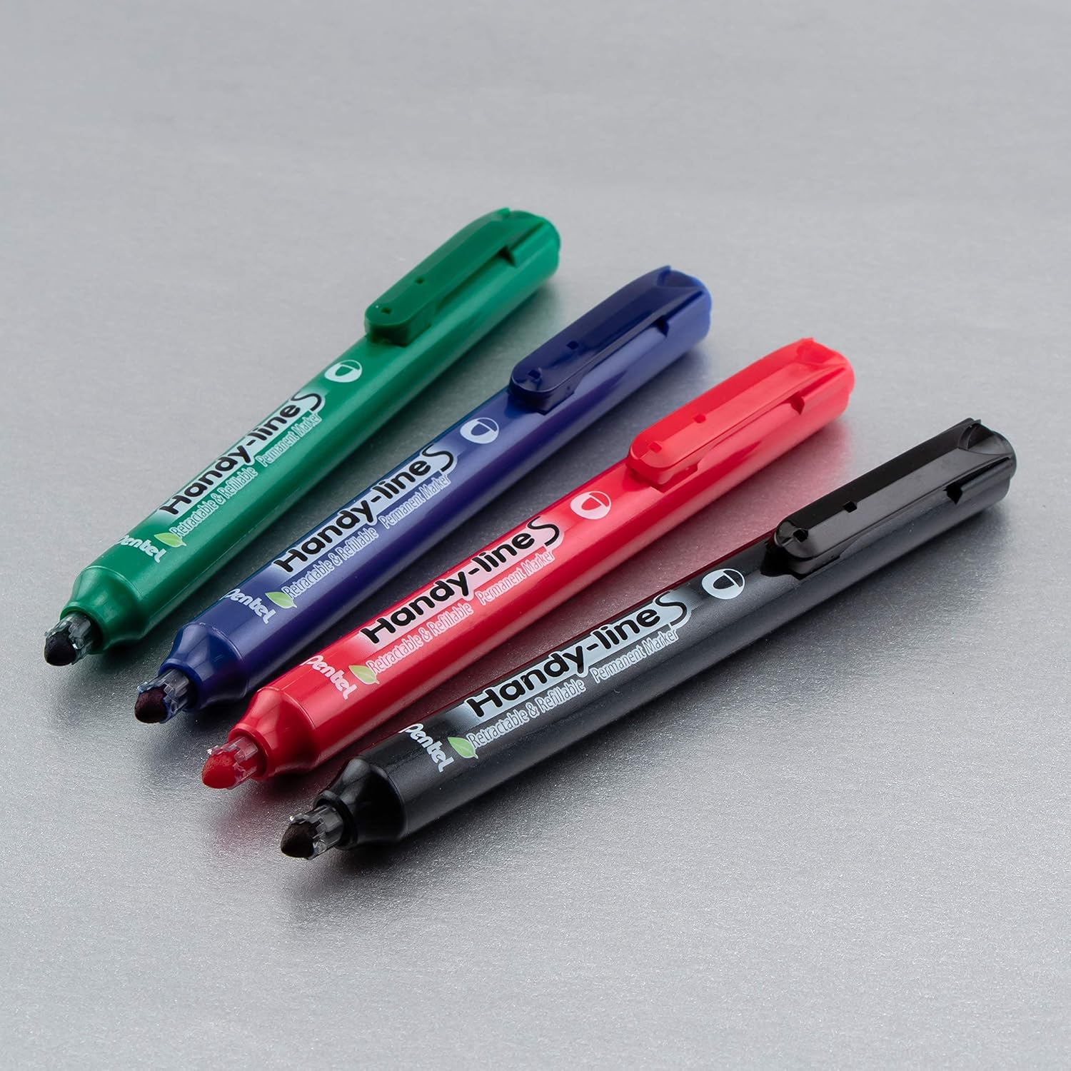 Handy-Line S Pentel Retractable and Refillable Permanent Marker, Chisel Tip, Blue Barrel, Blue Ink, Box of 12 (NXS15-C)