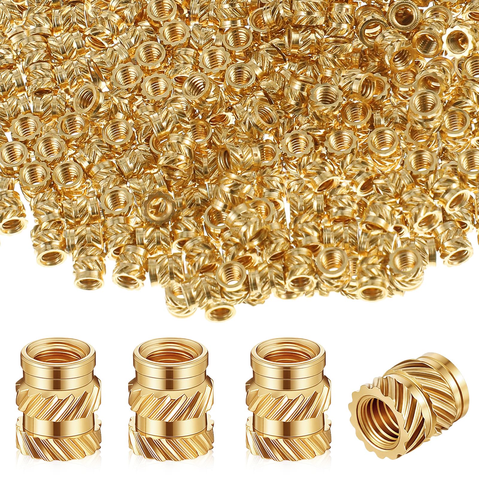 Yaocom 300 Pcs M3 Threaded Inserts M3 x D4.5 x L4 Heat Set Inserts Brass 3D Printing Knurled Metric Nuts for Plastic, 3D Printing Components