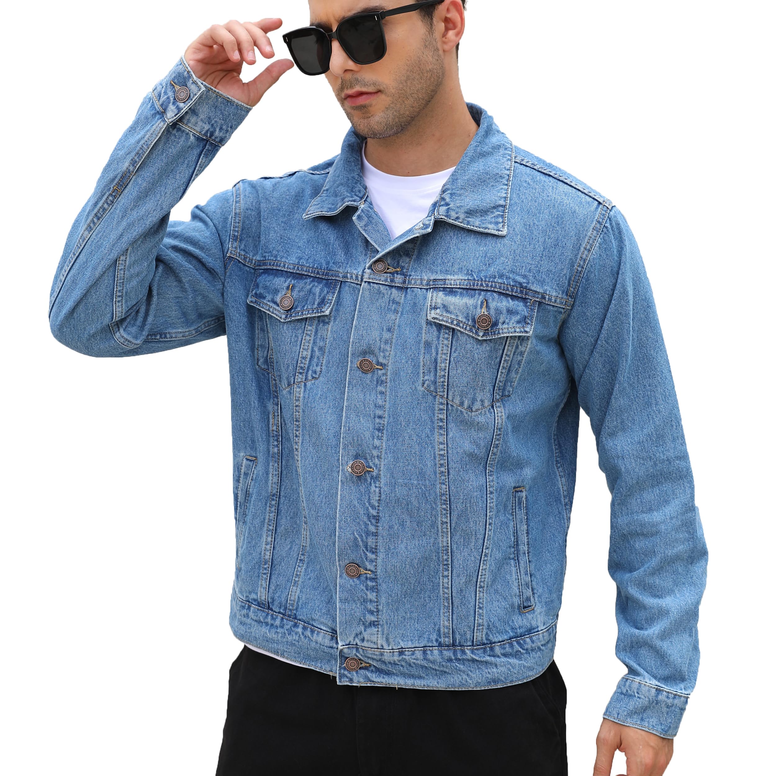 voeeron Denim Jacket Men Durable Comfortable and High Performance Jean Jacket Men