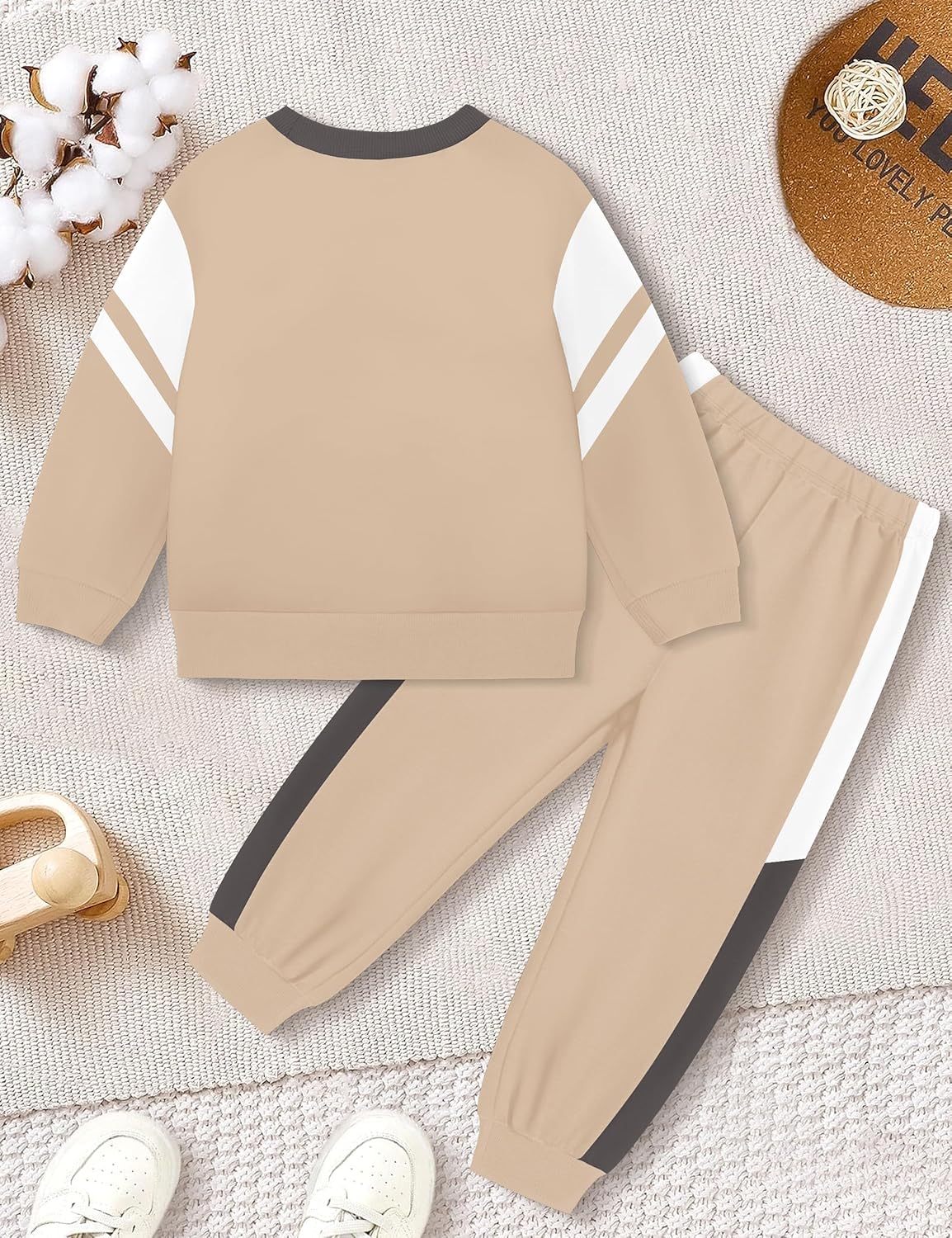 NECIOUS Toddler Baby Boy Clothes Fall Winter Color Block Crewneck Sweatshirt Tops and Pants 2 Piece Outfits 1-5T - Image 5
